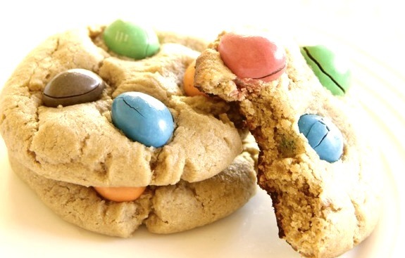 Puffy Peanut Butter M&M Cookies