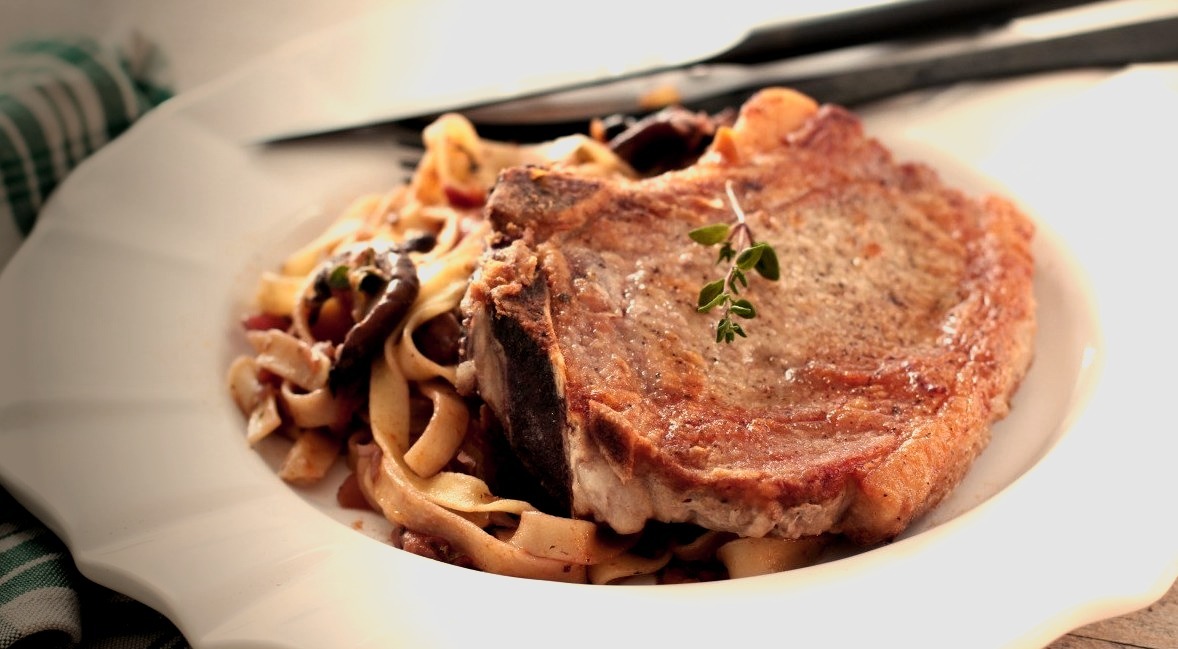 Pan Roasted Veal Chops with Tagliatelle