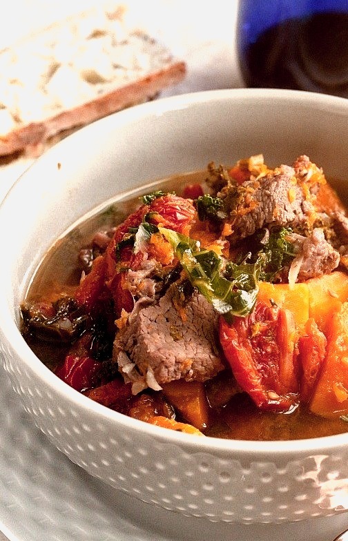 Butternut Squash and Kale Beef Stew