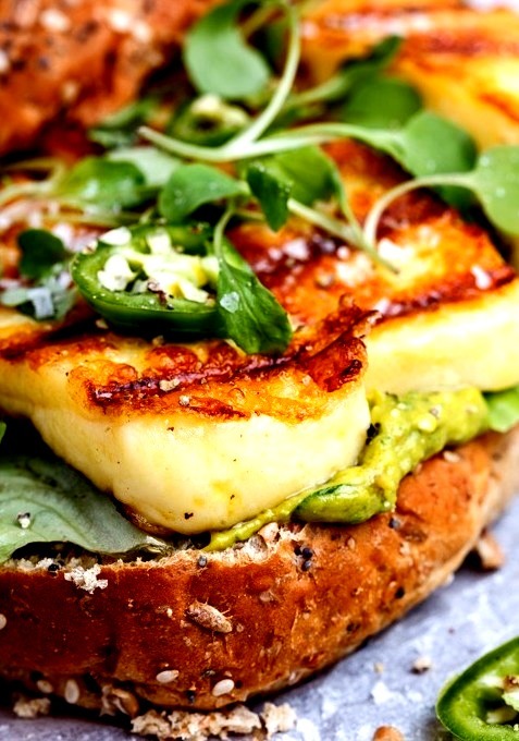Spicy Green Goddess Sandwich with Grilled Halloumi